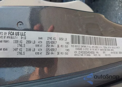 2017 Dodge Grand Caravan Se from USA, damaged, VIN 2C4RDGBG5HR548558